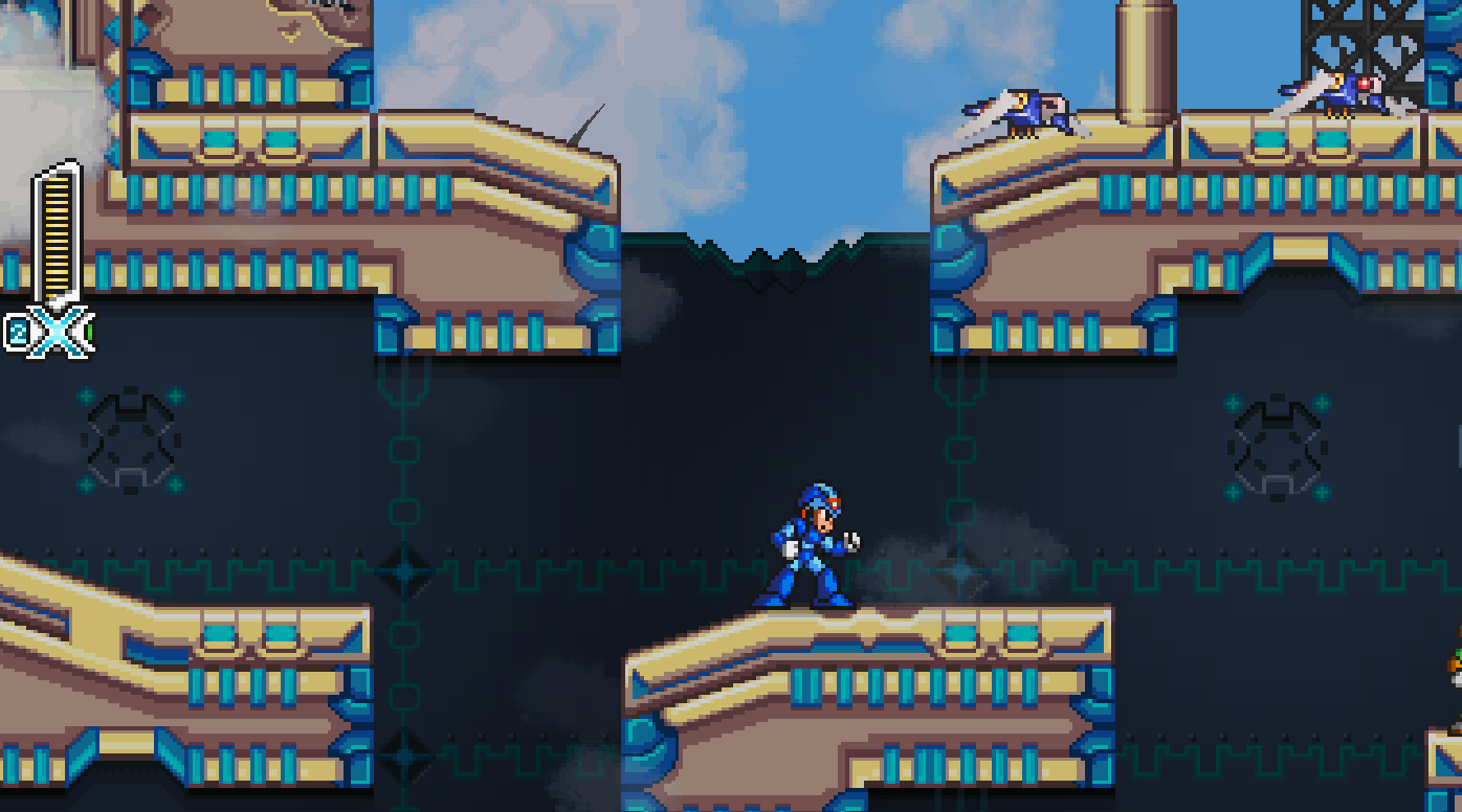 X crosses a raised platform while lining up the next safe attack window